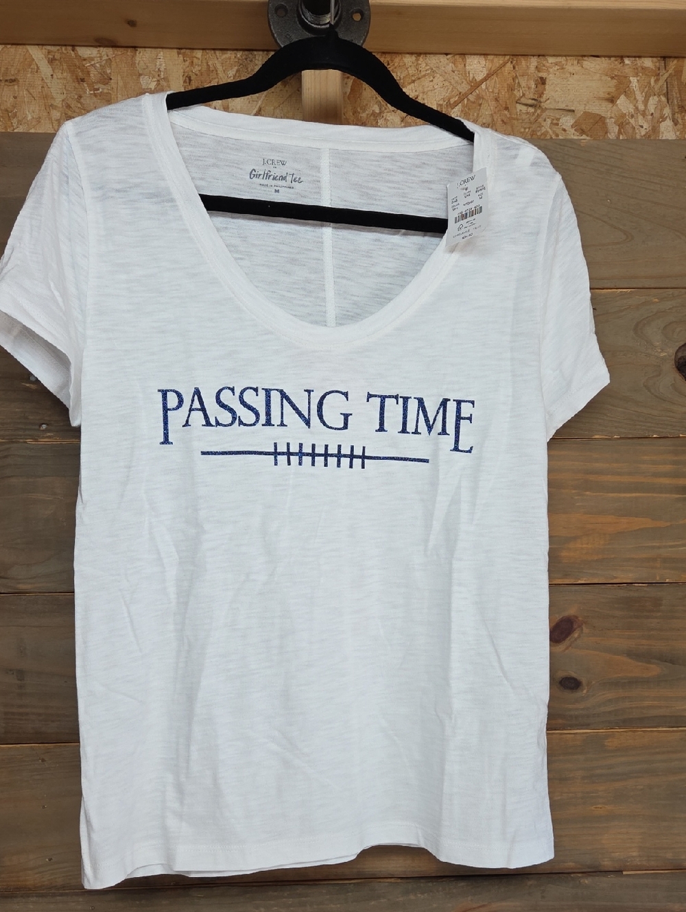 J.Crew White 'Passing Time' Scoop Neck Graphic Tee